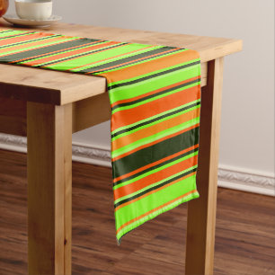 Lime, Orange, & Tangerine Striped Table Runner