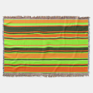 Lime, Orange, & Tangerine Striped Throw Blanket