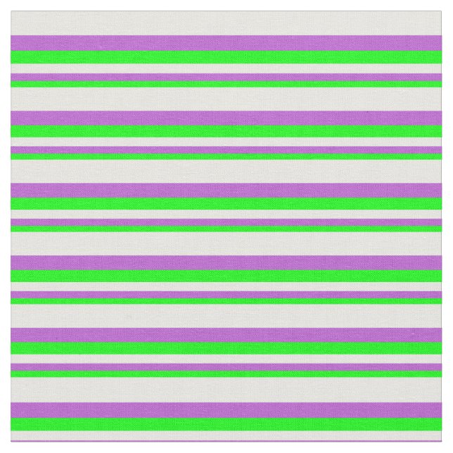 Lime, Orchid, and White Pattern of Stripes Fabric (Close Up)