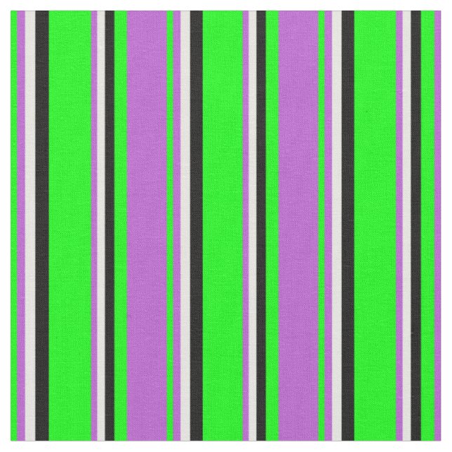 Lime, Orchid, White & Black Coloured Pattern Fabric (Close Up)