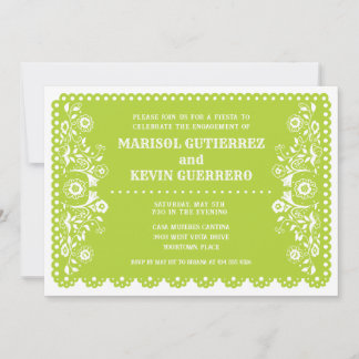 Lime Papel Picado Cinco de Mayo Engagement Party Invitation