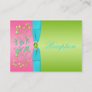 Lime, Pink, and Aqua Floral Enclosure Card