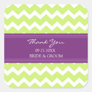 Lime Plum Chevron Thank You Wedding Favour Tags