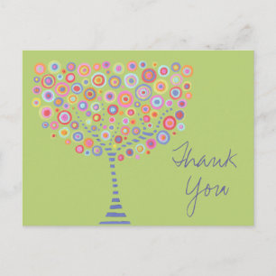 Lime Retro Circle Tree Thank You Baptism Postcard