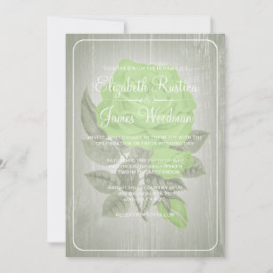 Lime Rustic Floral Wedding Invitations
