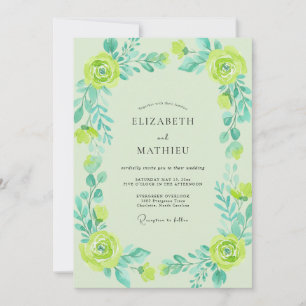 Lime Seafoam Blossom Wedding Invitation