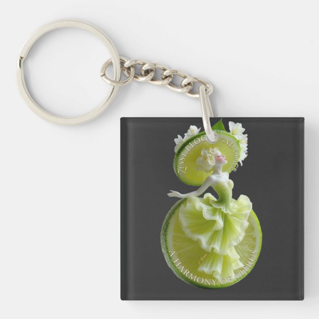 Lime Slice Dancer Art Long Sleeve Key Ring (Front)