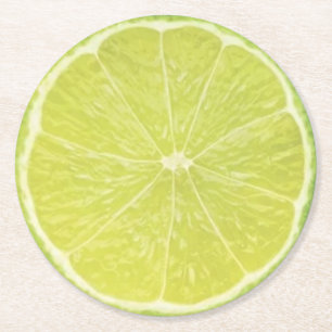Lime Slice Round Paper Coaster