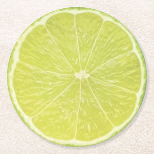 Lime Slice  Round Paper Coaster (Front)