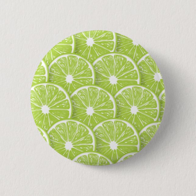 Lime slices 6 cm round badge (Front)