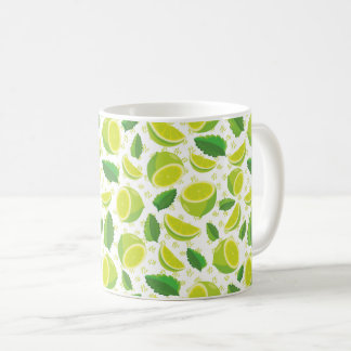 Lime Slices & Green Leaves Seamless Pattern Coffee Mug