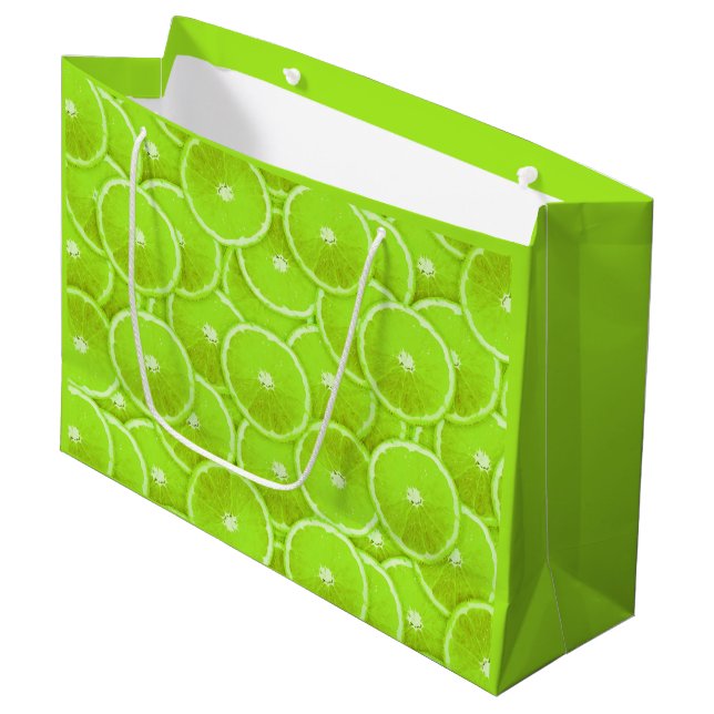 Lime slices large gift bag (Front Angled)