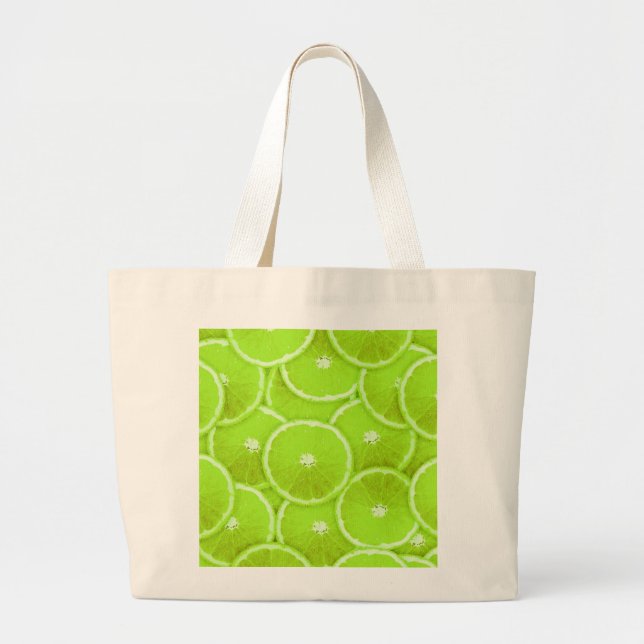 Lime slices large tote bag (Front)