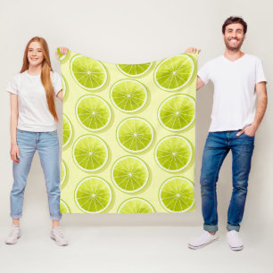 Lime Slices on Light Yellow Fleece Blanket