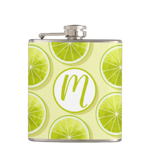Lime Slices on Light Yellow Hip Flask