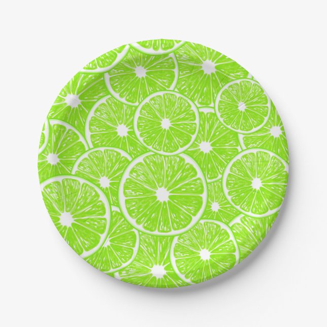 Lime slices pattern paper plate (Front)