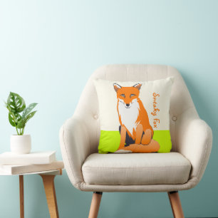 Lime Sneaky Like a Fox Fox Pillow