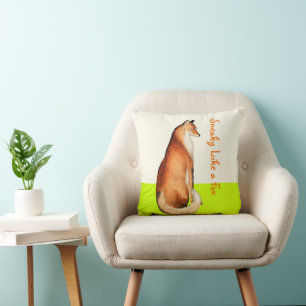 Lime Sneaky Like a Fox Fox Pillow