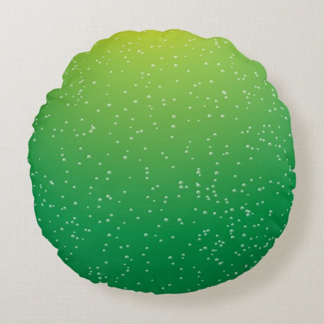 Lime Soda with Tiny Bubbles Background Art Round Cushion (Front)