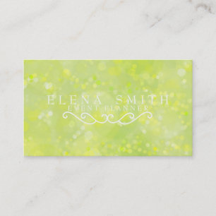 Lime Sparkle Bokeh Business Card