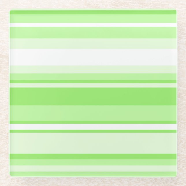 Lime stripes glass coaster (Front)