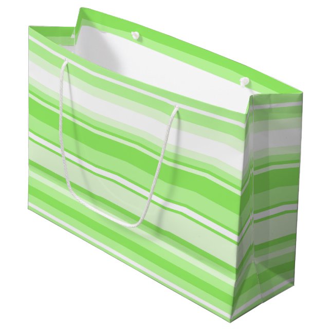 Lime stripes large gift bag (Front Angled)