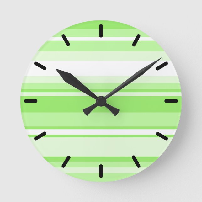 Lime stripes round clock (Front)