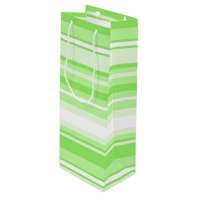 Lime stripes wine gift bag (Front Angled)