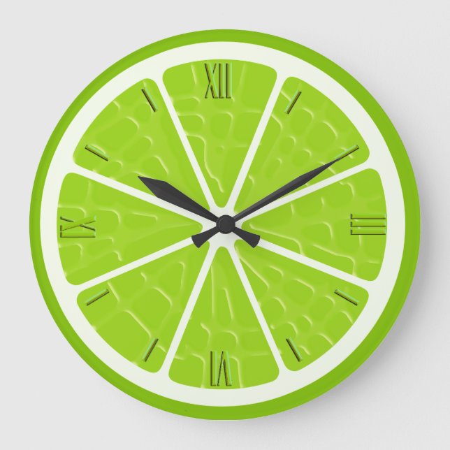 Lime Stylised Fruit Slice Large Clock (Front)