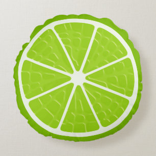 Lime Stylised Fruit Slice Round Cushion