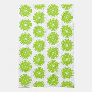 Lime Stylised Fruit Slices Tea Towel