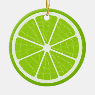 Lime Stylized Fruit Slice Ceramic Tree Decoration