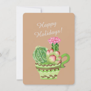 Lime Succulents Bouquet Holiday Card