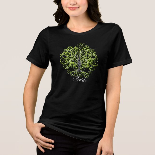 Lime Swirl Tree Roots of Love Wedding Tri-Blend Shirt (Front)