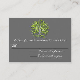 Lime Swirled Love Tree RSVP Enclosure Card