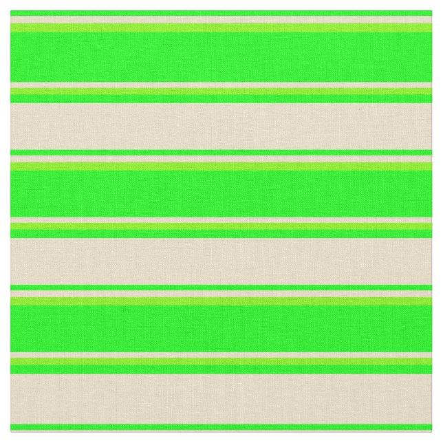 Lime, Tan & Green Coloured Pattern Fabric (Close Up)