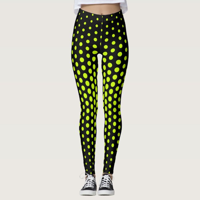 Lime Techno Dot Pattern Leggings (Front)