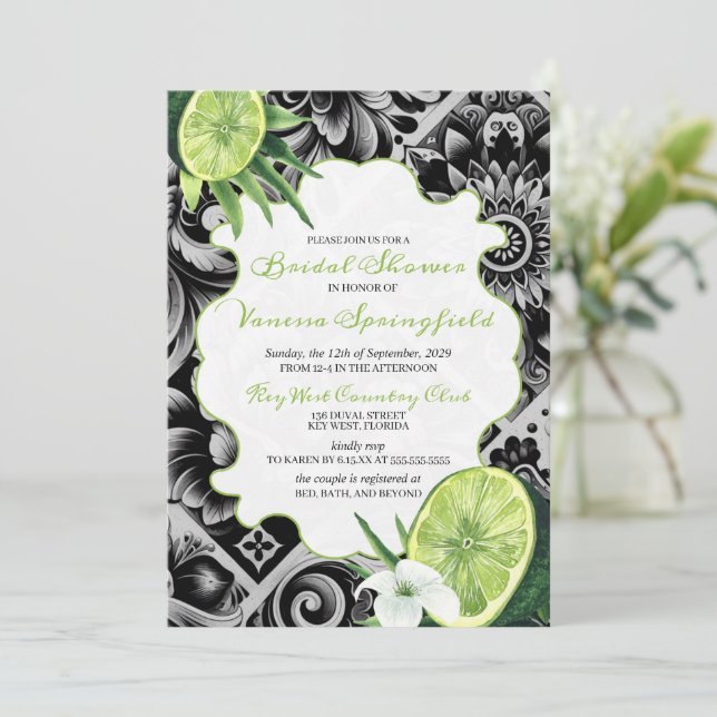 Lime Tile Bridal Shower  Invitation (Standing Front)