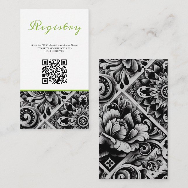 Lime Tile Bridal Shower Registry QR Enclosure Card (Front/Back)