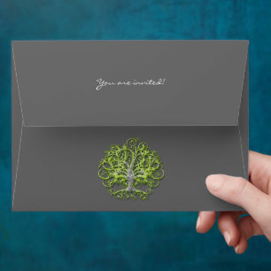 Lime Tree Swirl Wedding Envelopes