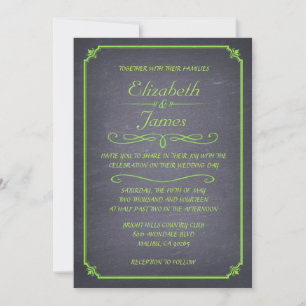Lime Vintage Chalkboard Wedding Invitations