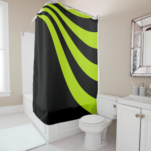 Lime Wave Shower Curtain (In Situ)