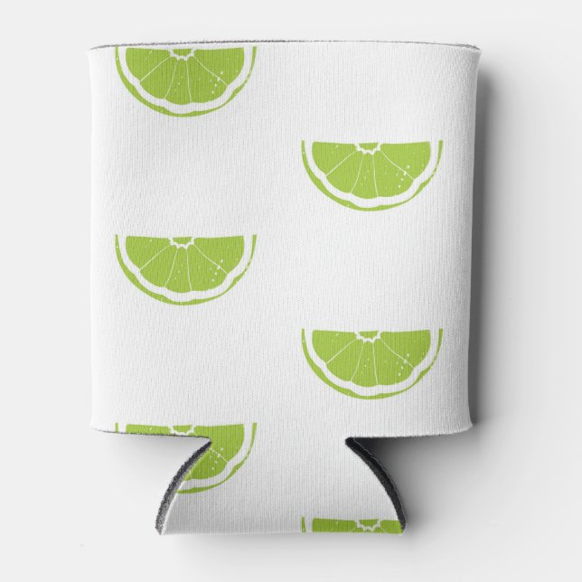Lime Wedge Art Pattern Can Cooler (Front)