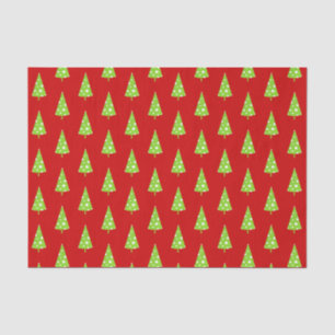 Lime White Polka Dots Christmas Tree Pattern Tissue Paper