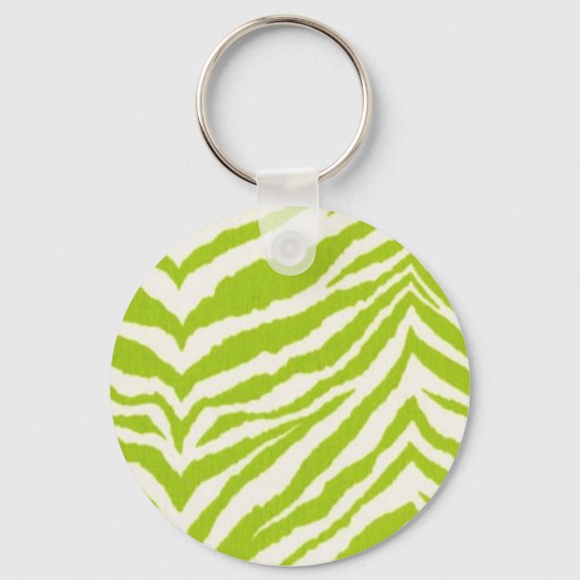 Lime & White Zebra Key Ring (Front)