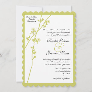 Lime Wild Flower Branch Wedding Invitation