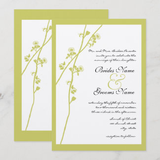 Lime Wild Flower Branch Wedding Invitation