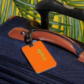 Lime Yellow 3D Spring Green Name | Funny Orange  Luggage Tag