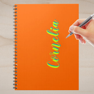 Lime Yellow 3D Spring Green Name | Funny Orange  Notebook