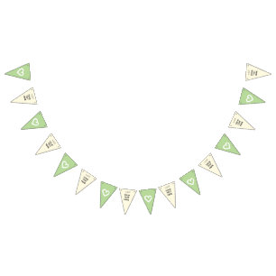 Lime Yellow Hearts girls boys Party CUSTOMIZE IT Bunting